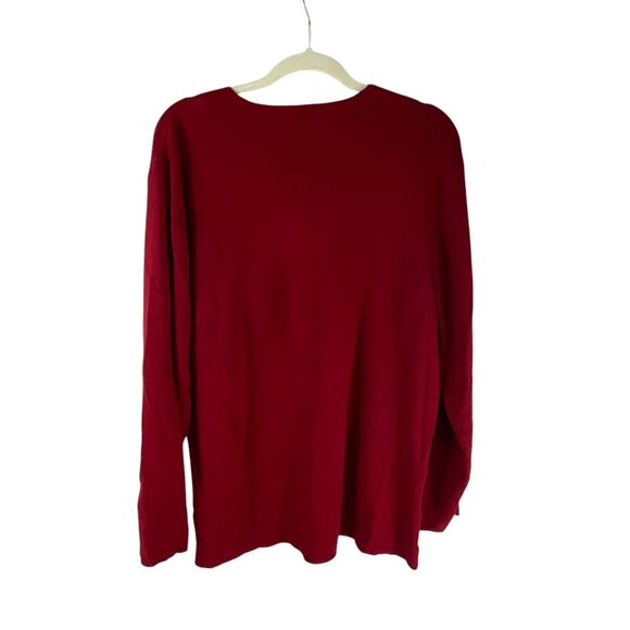 Eddie Bauer Wool Blend V-Neck Pullover Sweater Red L Tall Relaxed Fit Vibrant - Picture 3 of 9